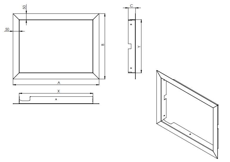 Maskownica 4/4 HITZE STMA S 59x43 kołnierz 50